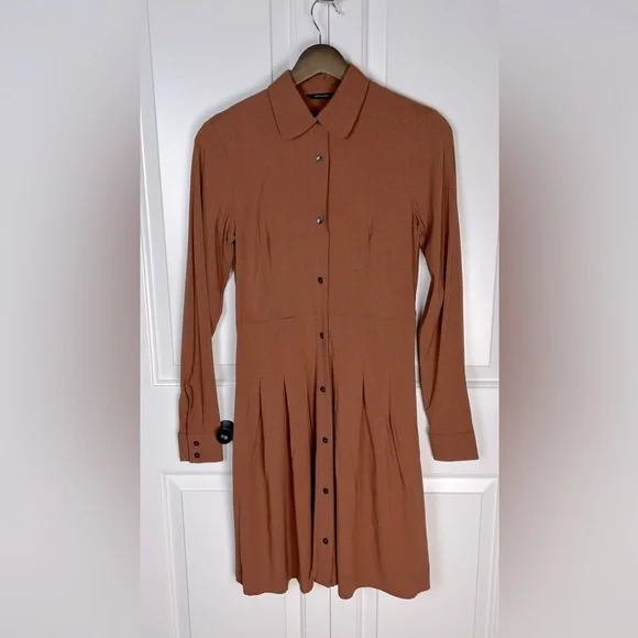 Elegant Brown Button-Up Dress - Picture 1 of 6